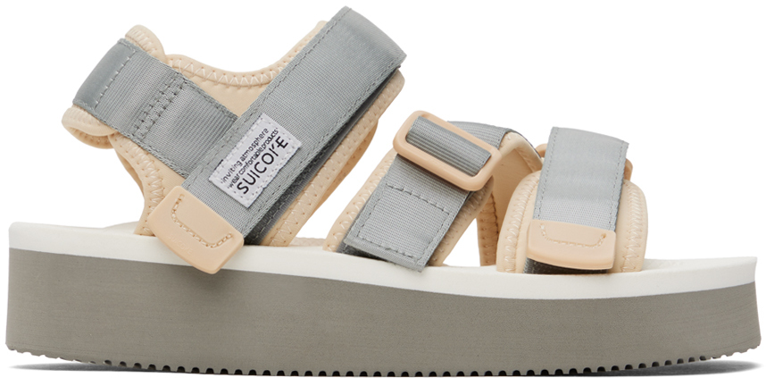 Suicoke Gray & White Kisee-po Sandals In Gray X White