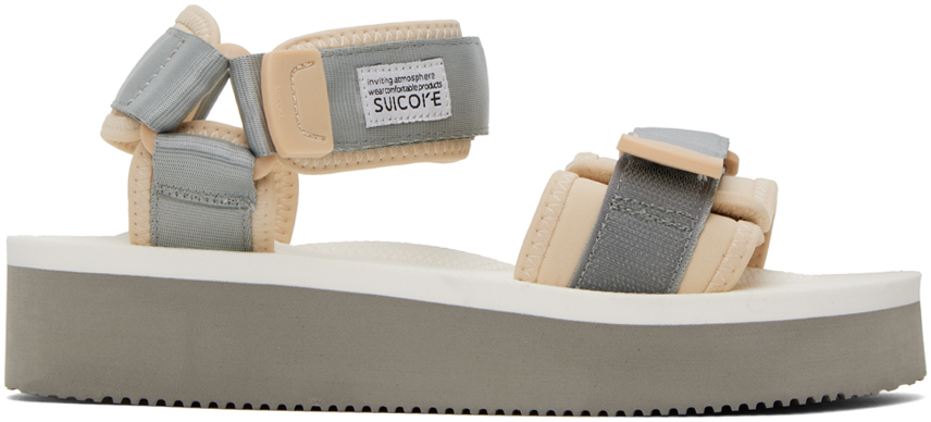 Shop Suicoke Gray & White Cel-po Sandals In Gray X White