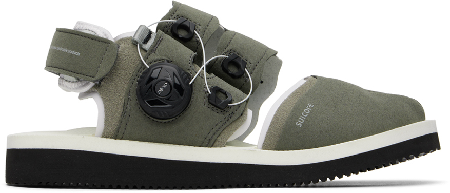 Suicoke カーキ＆オフホワイト Haku-ab サンダル In Gray X White