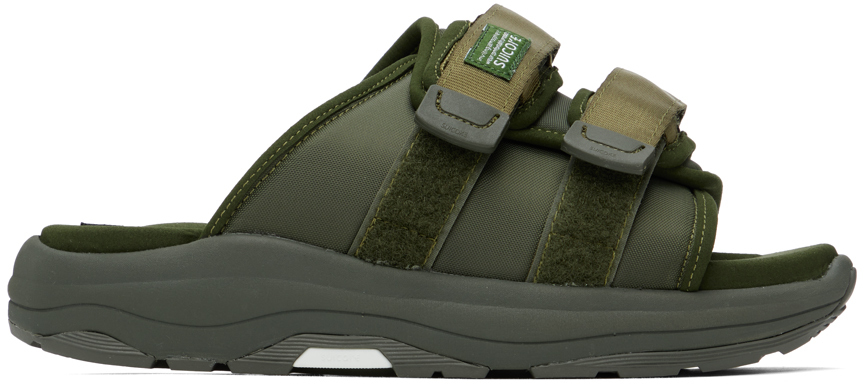 Shop Suicoke Green Moto-run Sandals In Olive