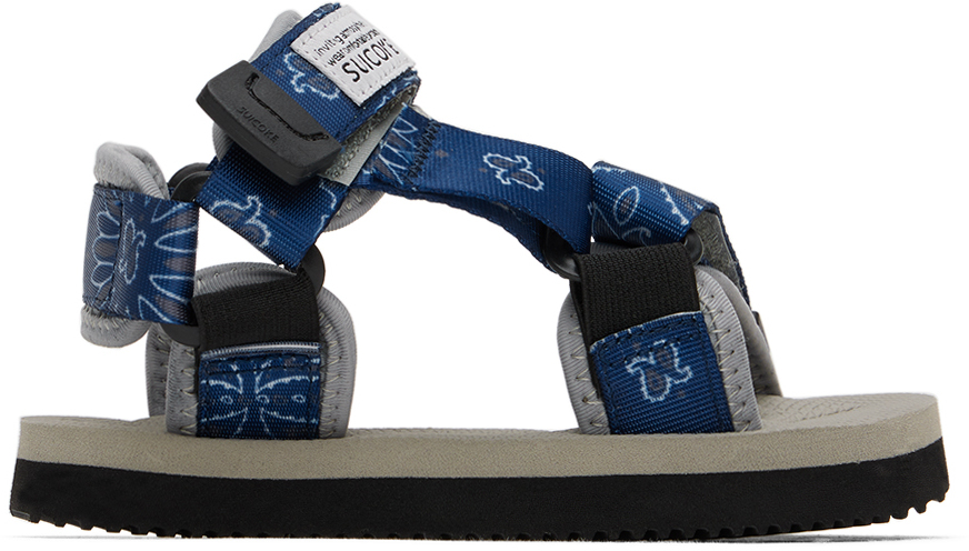 Suicoke Kids Gray & Navy Depa-2 Sandals In Navy X Gray