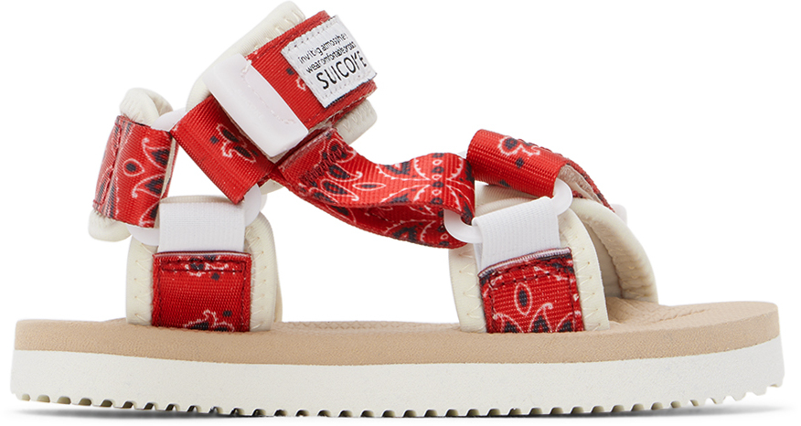 Suicoke Kids Beige & Red Depa-2 Sandals In Red X Beige