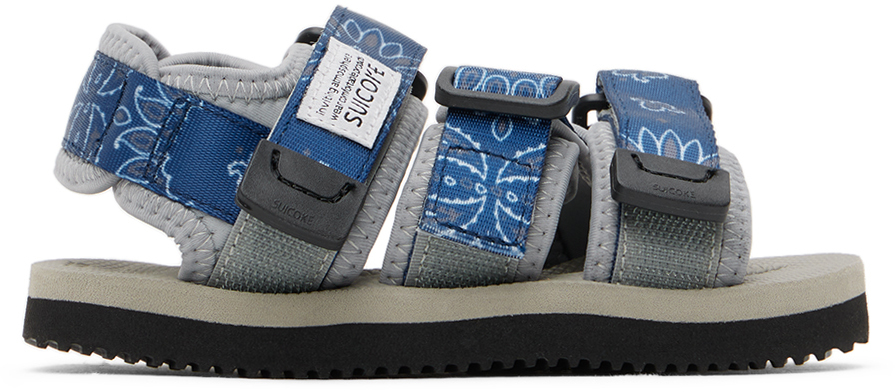 Suicoke Kids Navy & Gray Kisee Sandals In Navy X Gray