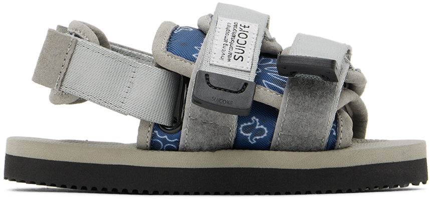 Suicoke Kids Navy & Gray Moto Sandals In Navy X Gray
