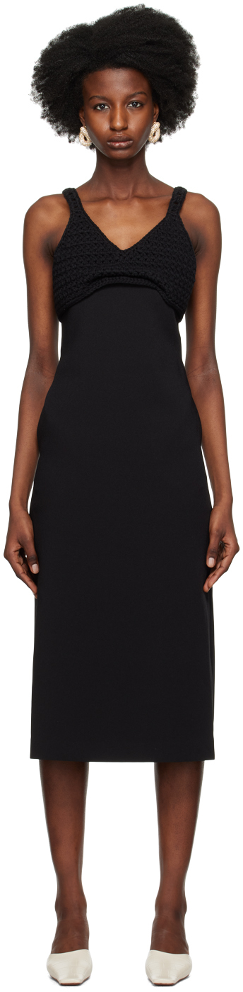 Black Chunky Bra Top Patch Midi Dress