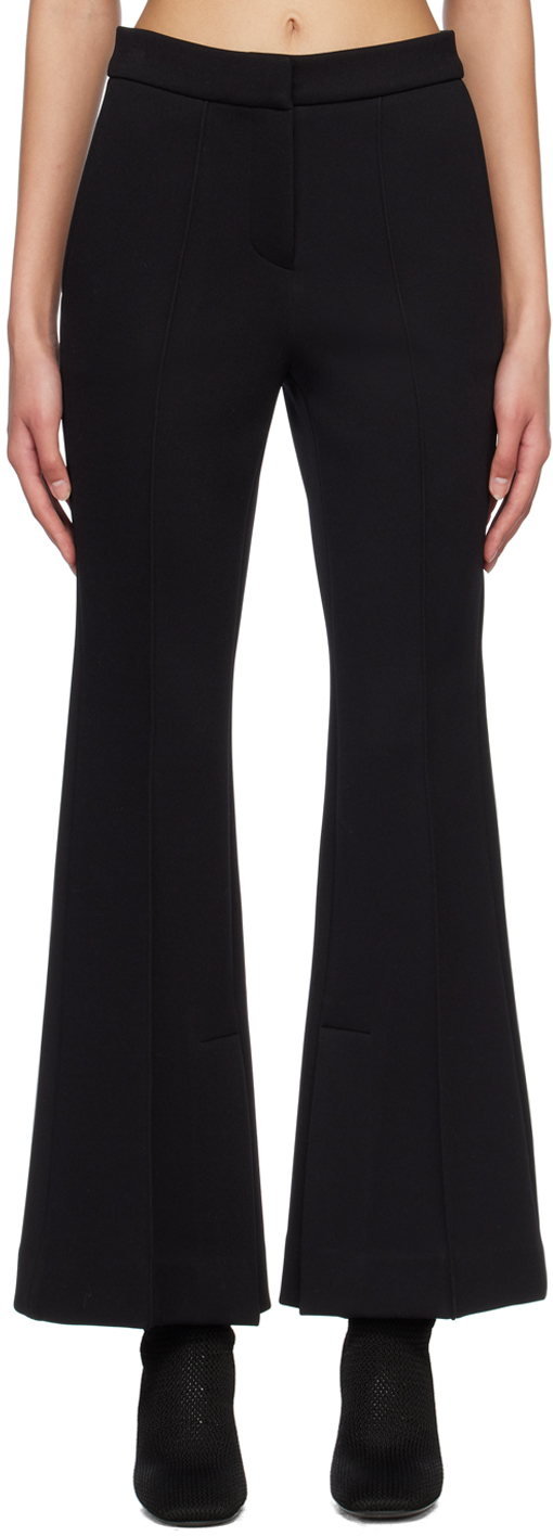 Shop Recto Black Double-face Flared Trousers