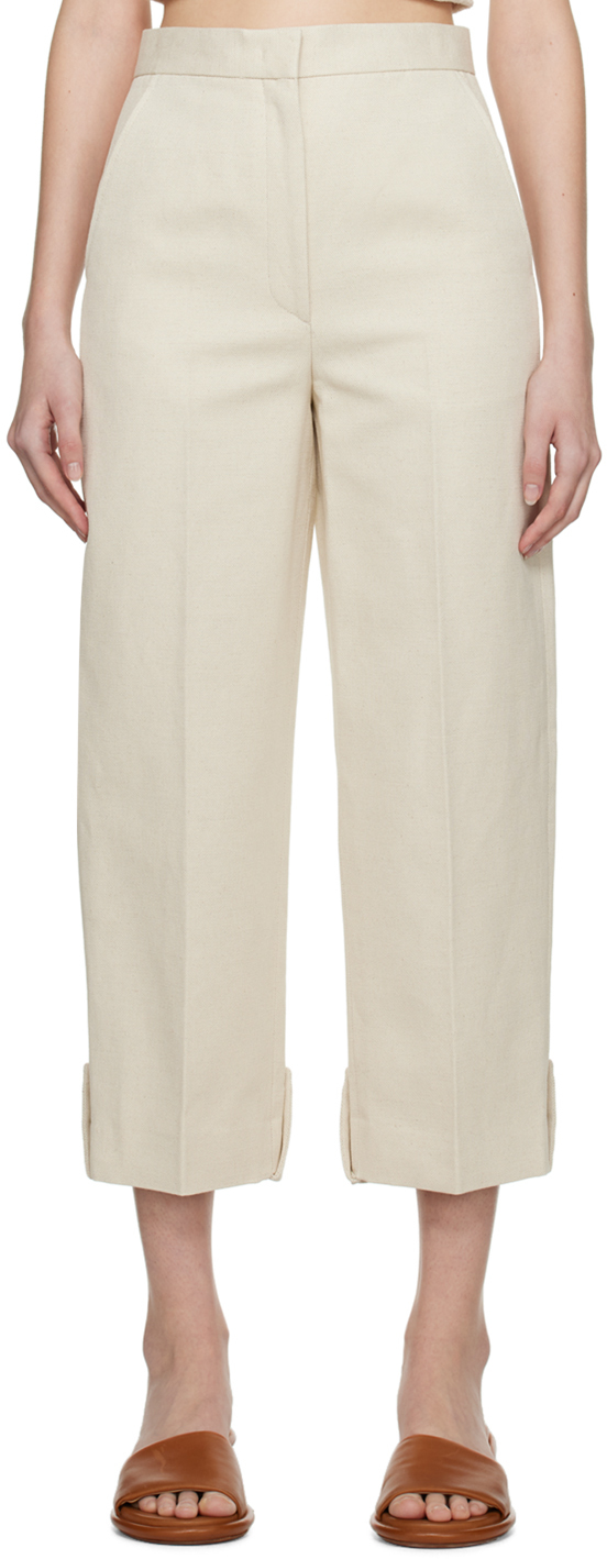 Recto Off-white Roll Up Trousers In Ecru