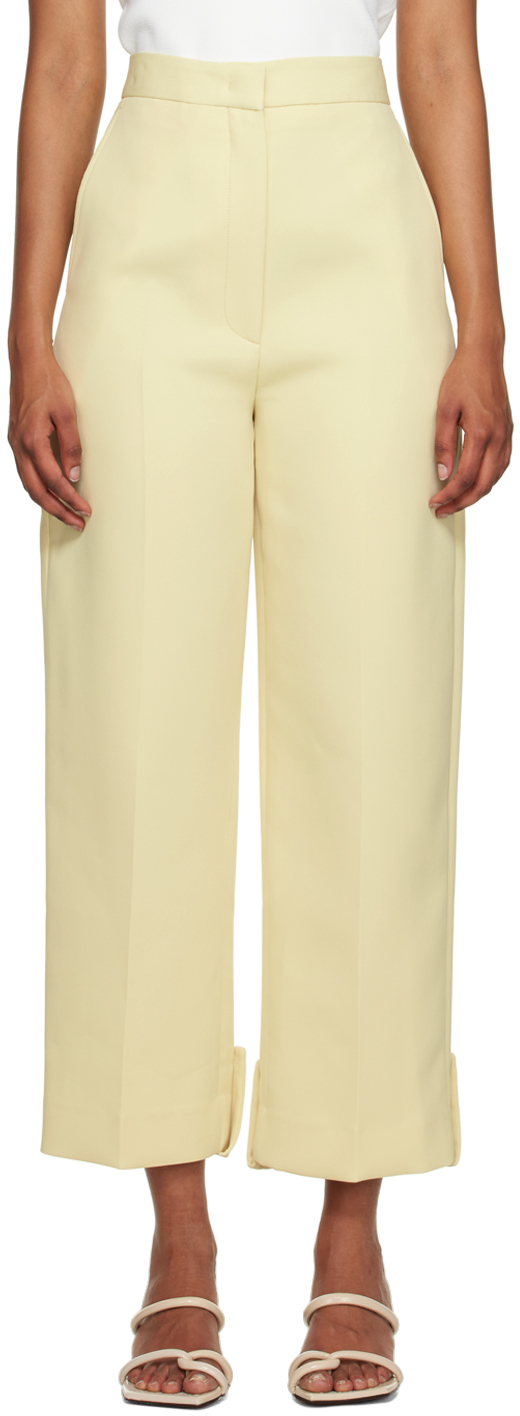 Recto Yellow Roll-up Trousers In Lemon Yellow