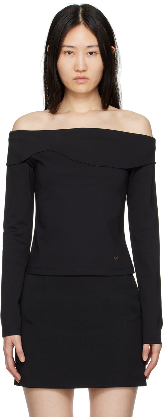Recto Black Curved Blouse