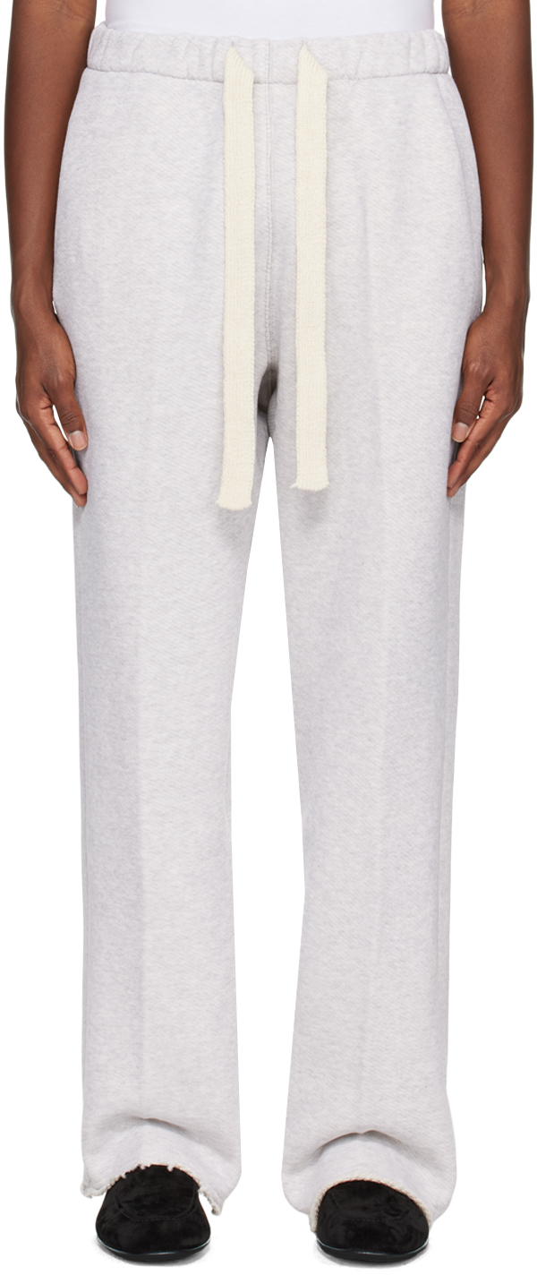 Recto Gray Embroidered Lounge Pants In Lg Light Grey