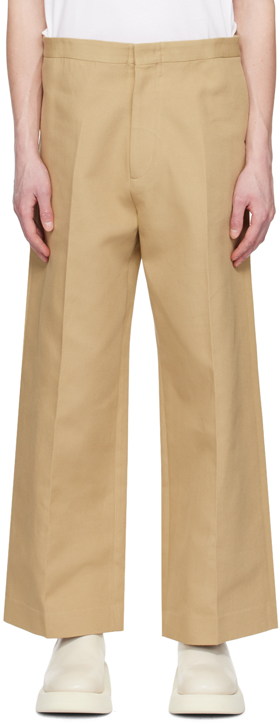 Recto Beige Relaxed-Fit Trousers