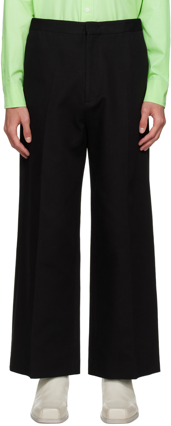 Recto Black Relaxed-Fit Trousers