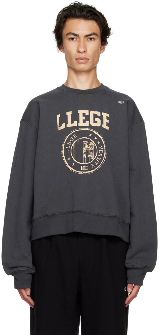 [RECTO] / ☆ LLEGE LOGO SWEATSHIRT / BLUISH CHARCOAL/ UNISEX Recto Gray 'llege' Sweatshirt In Bc Bluish Charcoal | ModeSens