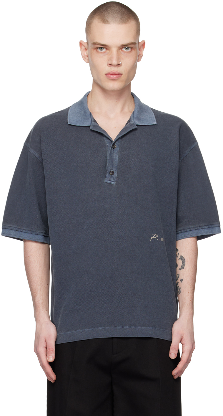 Recto Gray Pigment-dyed Polo In Bc Bluish Charcoal