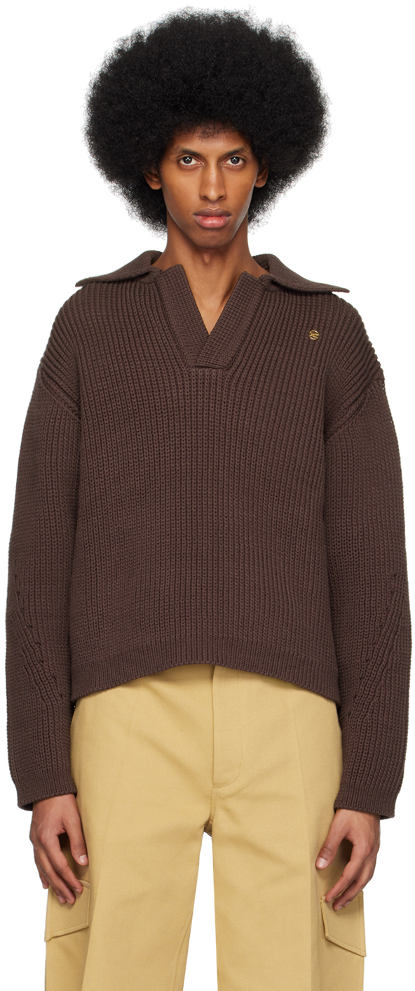 Recto SSENSE Exclusive Brown Sailor Collar Sweater