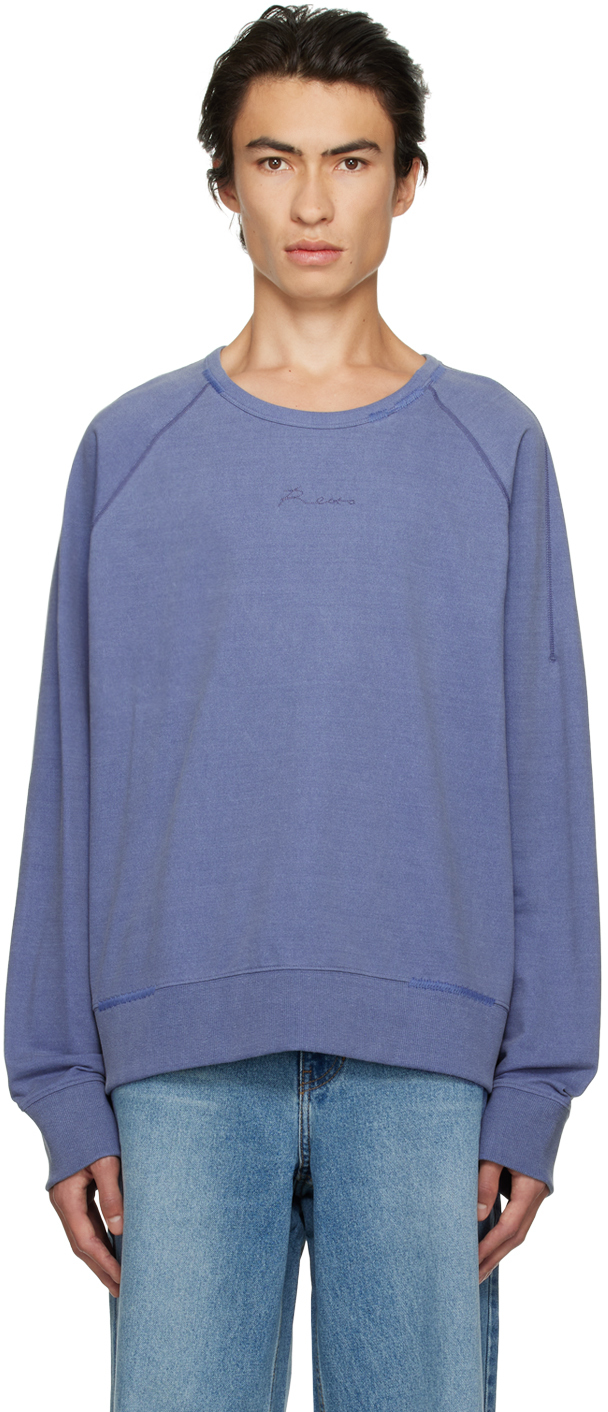 Recto Blue Embroidered Long Sleeve T-Shirt