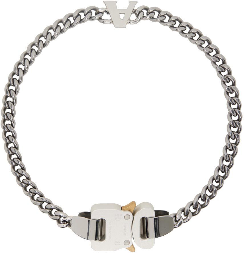 Alyx A Logo Charm Buckle Necklace In Silver