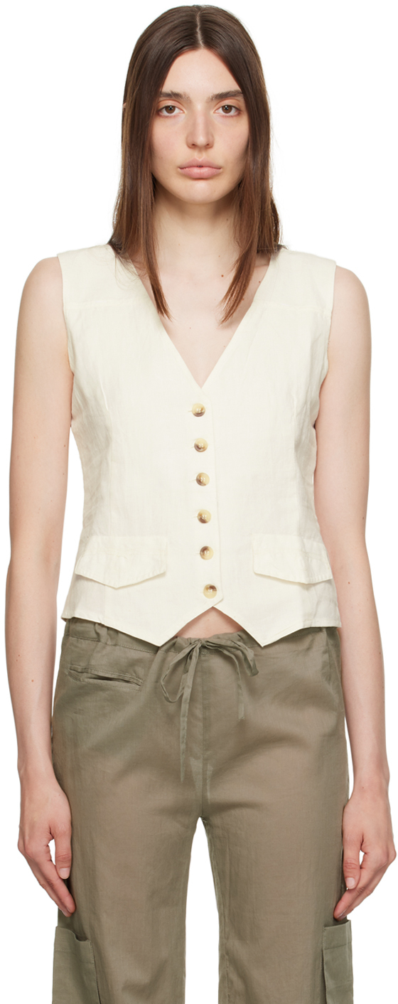 Gimaguas Sole Linen And Cotton-blend Waistcoat In White