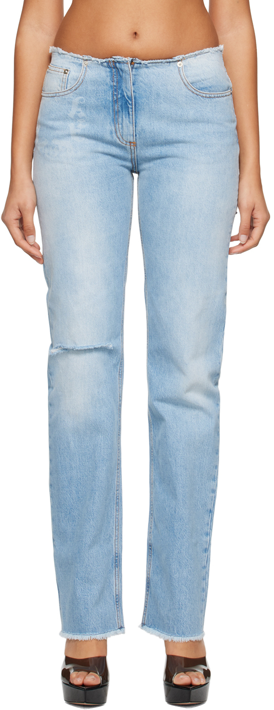 Alyx Logo Straight Cotton Denim Jeans In Blue