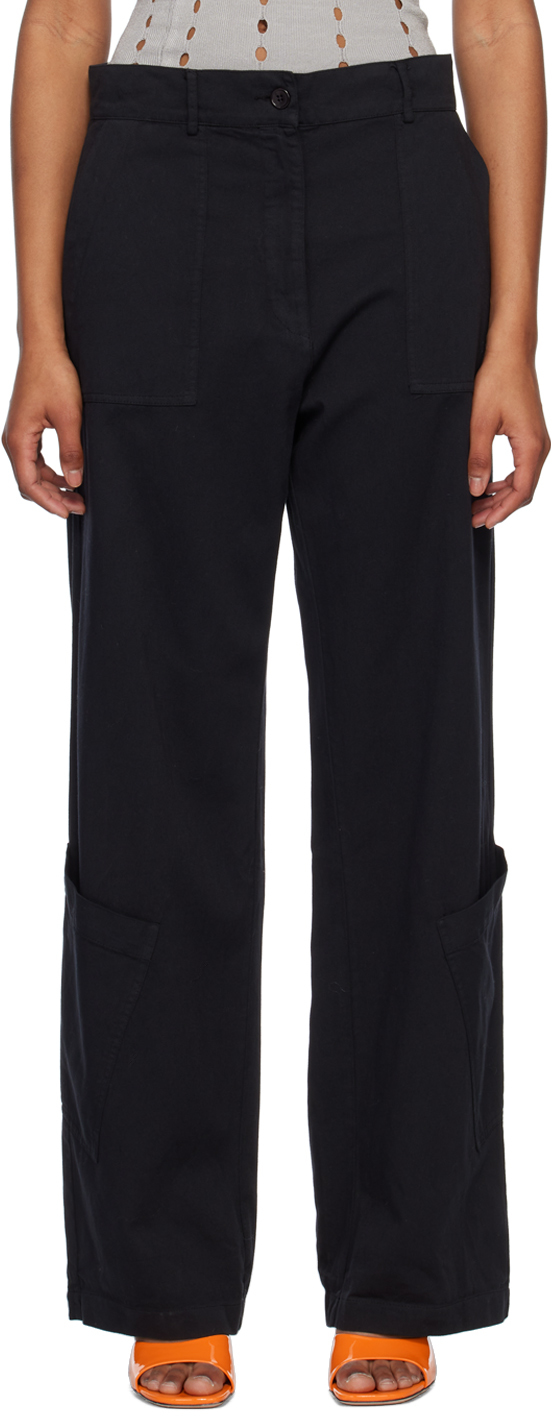 Navy Mila Trousers by Gimaguas on Sale