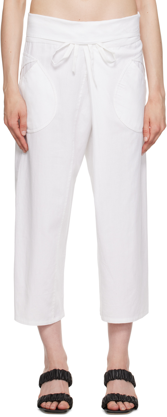 Gimaguas Oahu Cropped Cotton Trousers In White