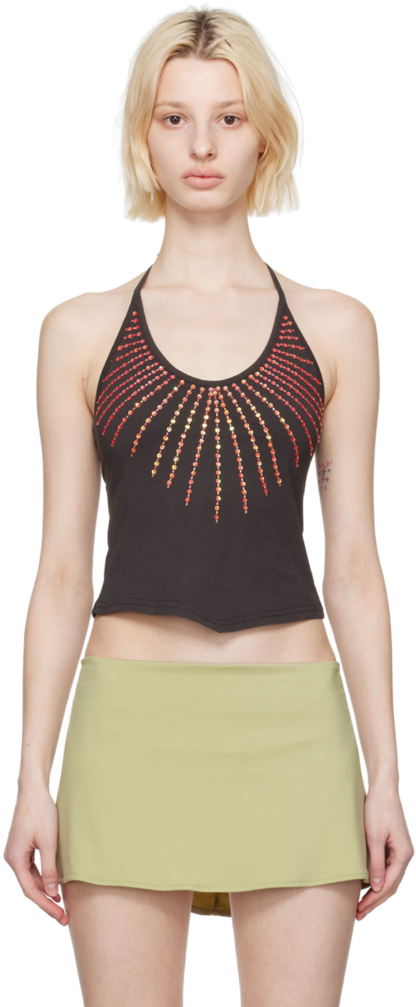 Gimaguas Priscilla Embellished Cotton Top In Black | ModeSens