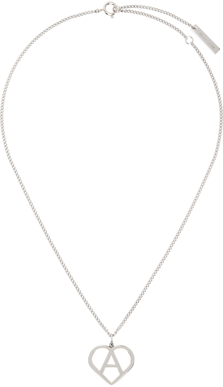 1017 ALYX 9SM Silver 'A' Heart Charm Necklace SSENSE