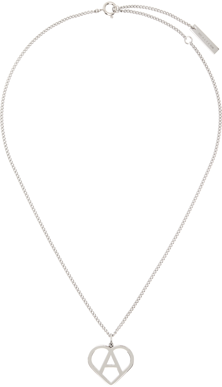 1017 ALYX 9SM Silver 'A' Heart Charm Necklace