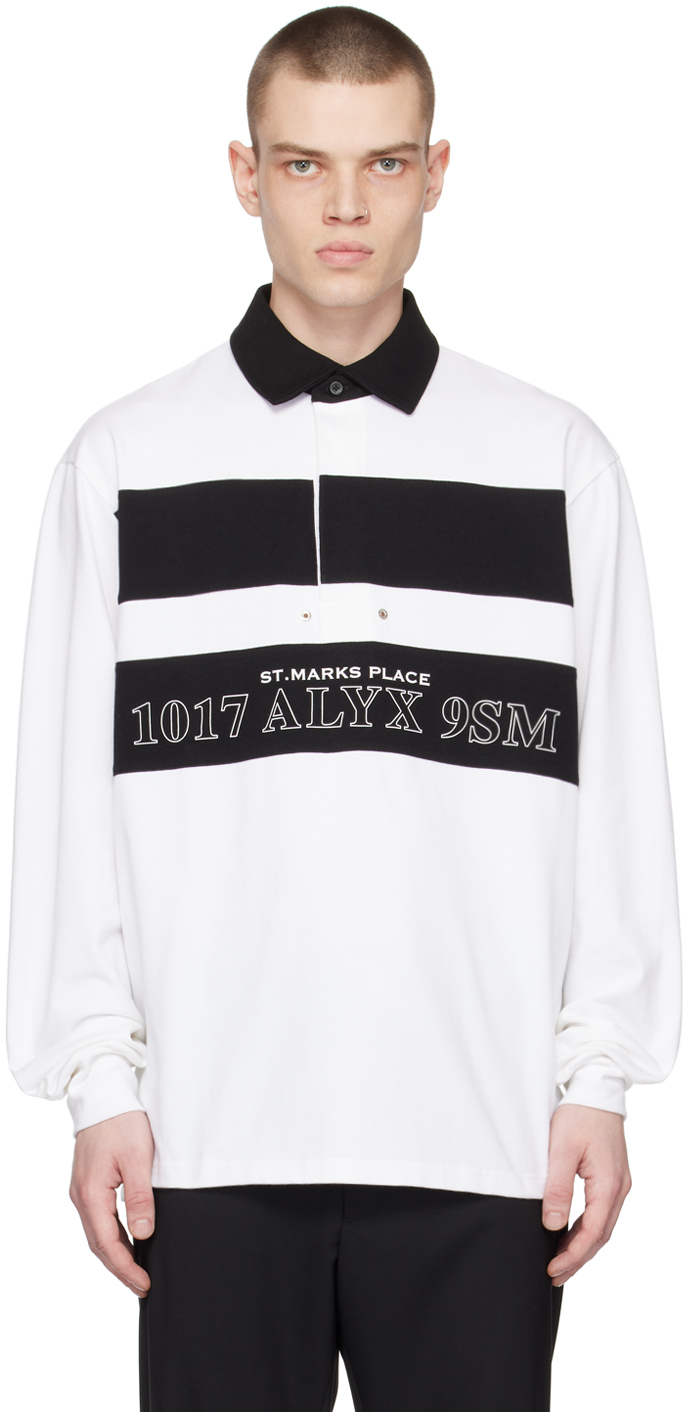 1017 ALYX 9SM: White & Black Long Sleeve Polo | SSENSE