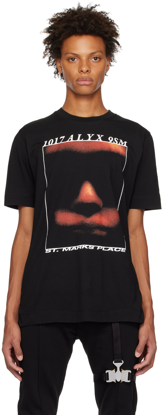 1017 ALYX 9SM: Black Icon Face T-Shirt | SSENSE