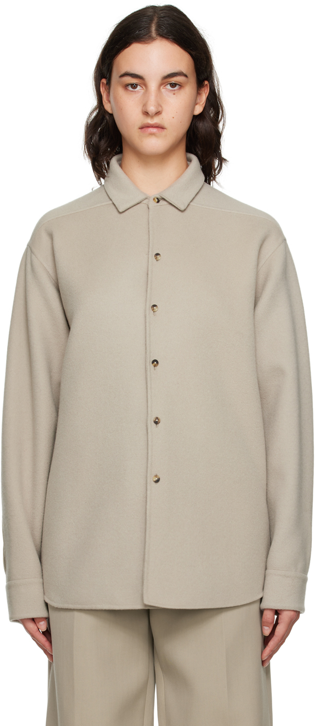 Fear of God: Taupe Button Jacket | SSENSE