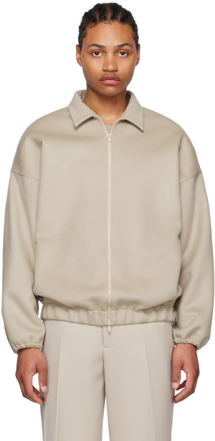 Taupe Spread Collar Jacket