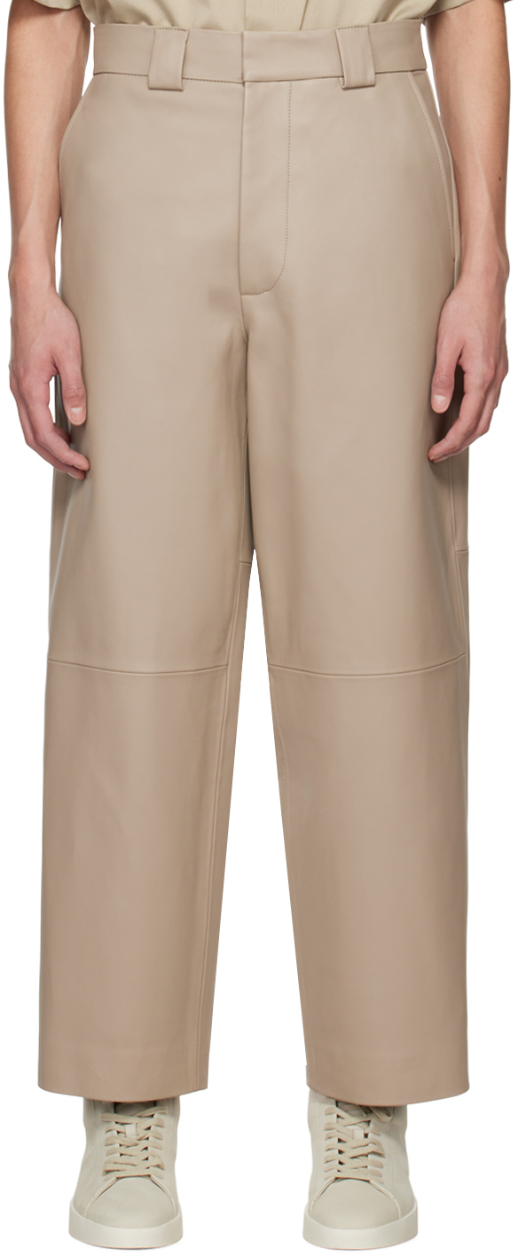 Fear of God Beige Relaxed-Fit Leather Pants