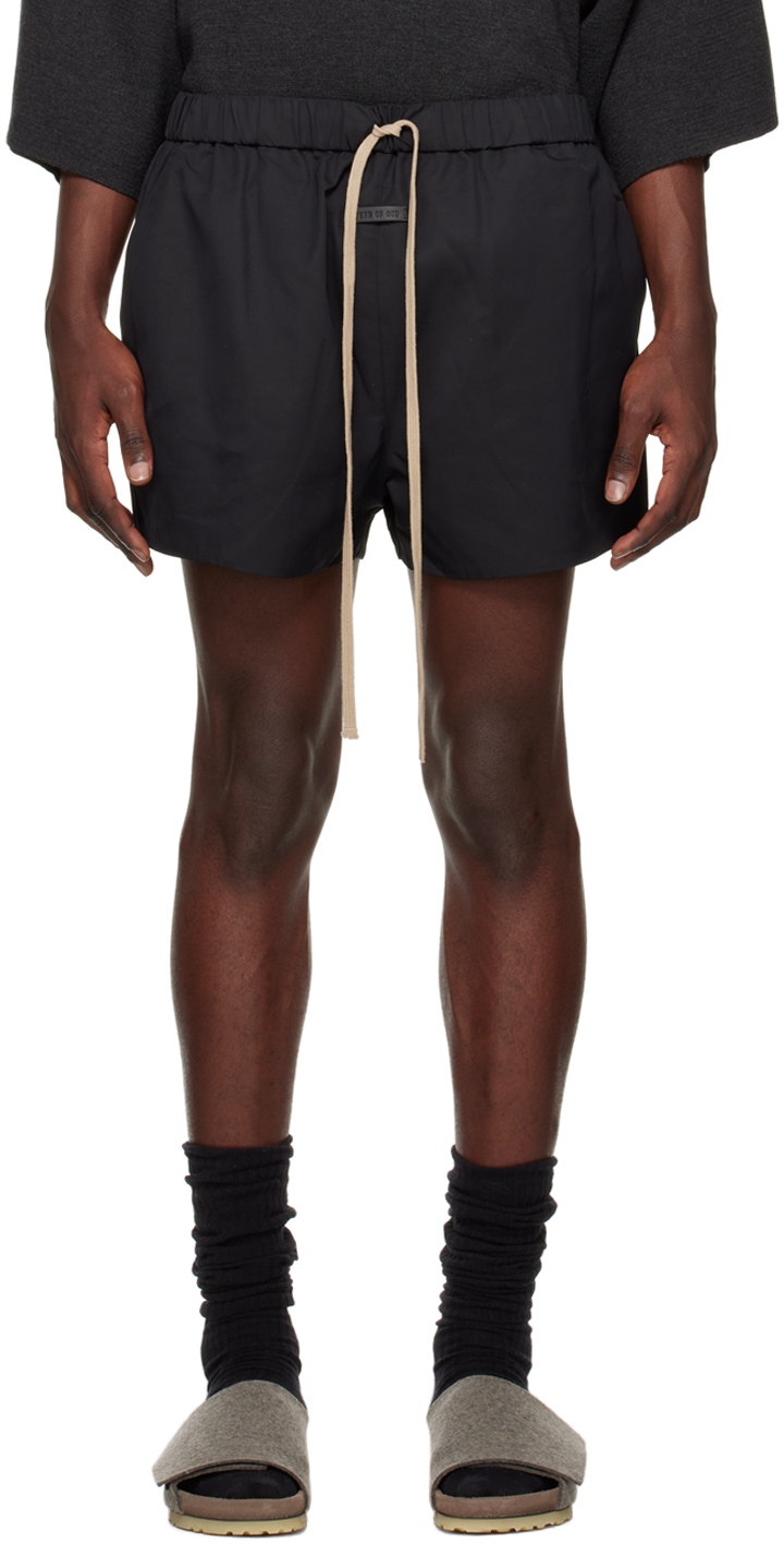Fear of God: Black Drawstring Shorts | SSENSE Canada