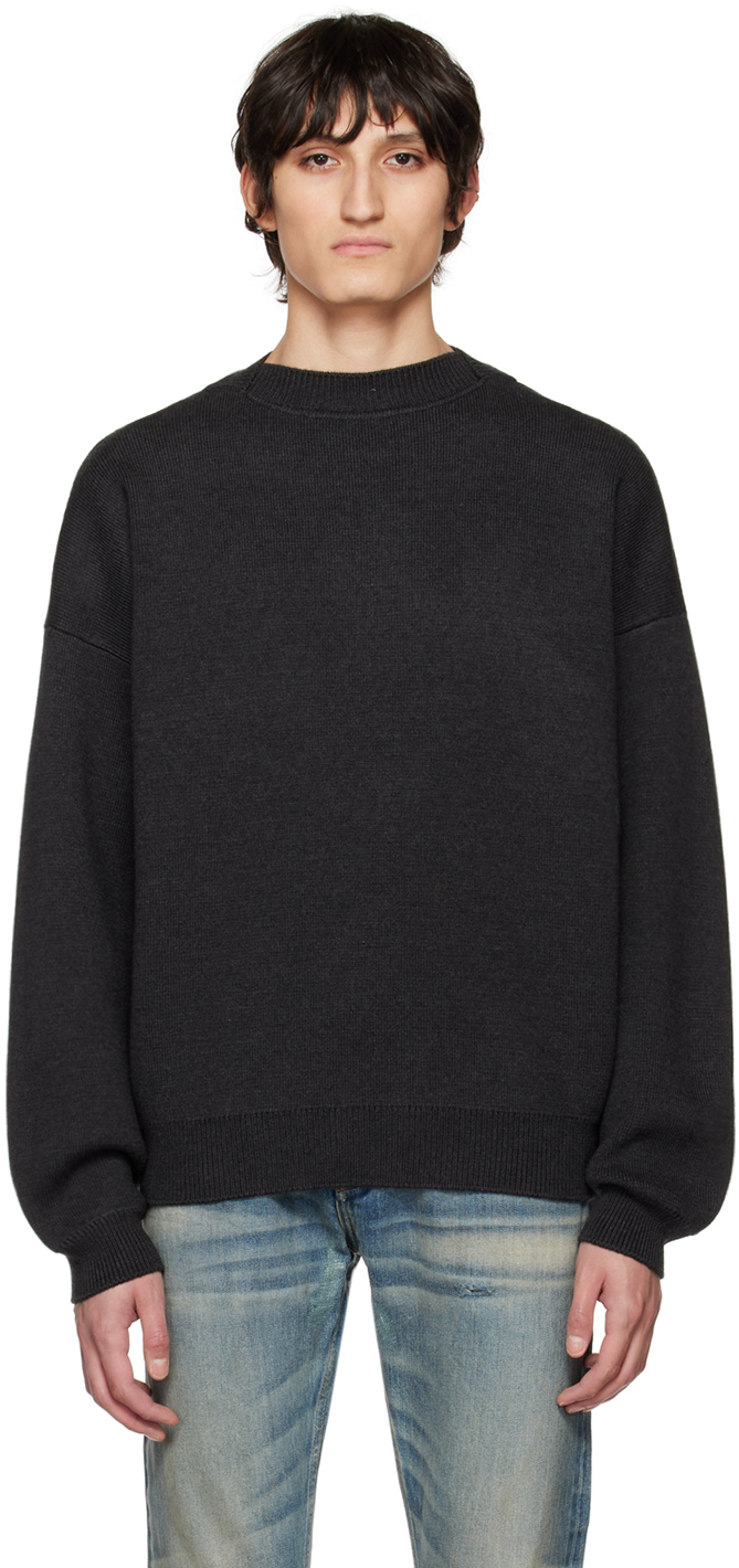 Fear of God: Black Wool Crewneck | SSENSE