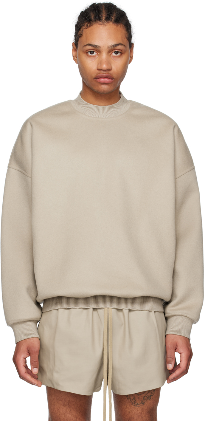 Fear Of God Taupe Crewneck Sweater In Light Grey