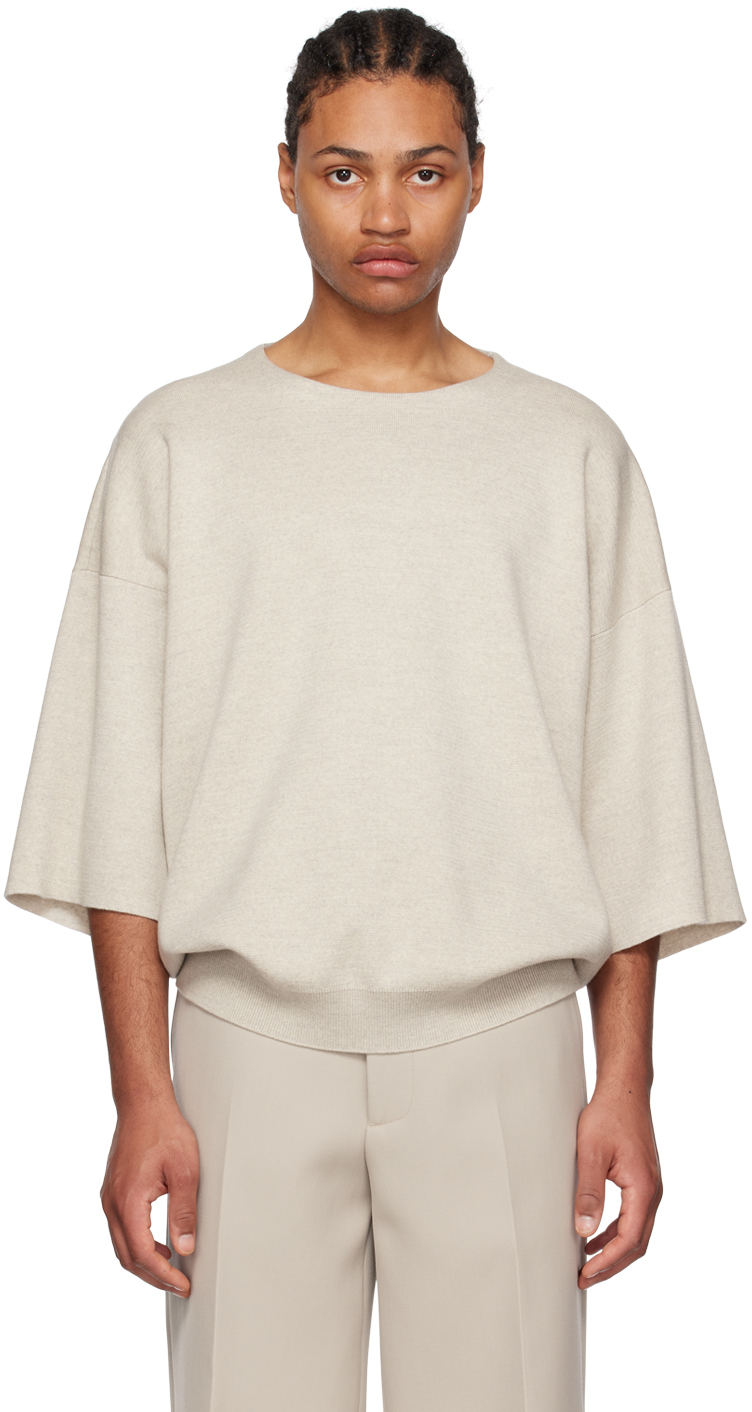 Shop Fear Of God Beige Crewneck Sweater