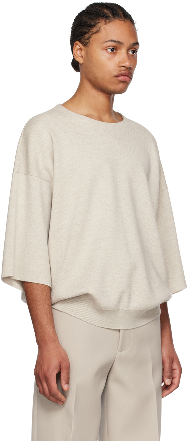 Shop Fear Of God Beige Crewneck Sweater