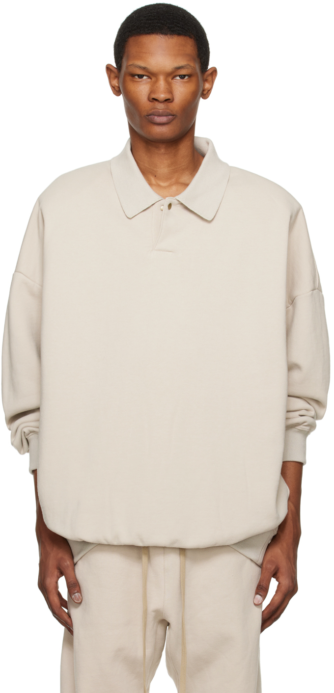 Fear Of God Eternal Cotton-blend Jersey Polo Shirt In Cement