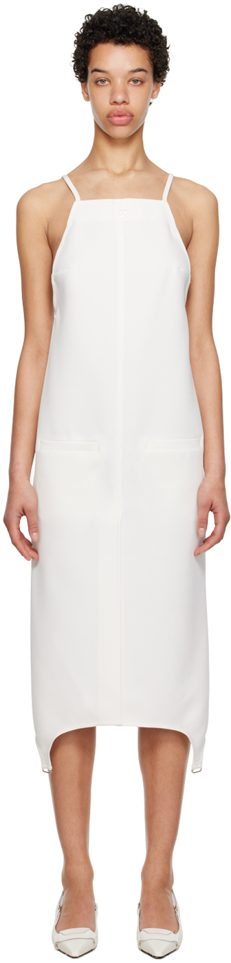 Courrèges White Suspenders Midi Dress In Heritage White