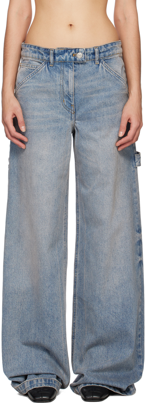 Courrèges: Blue Baggy Jeans | SSENSE Canada