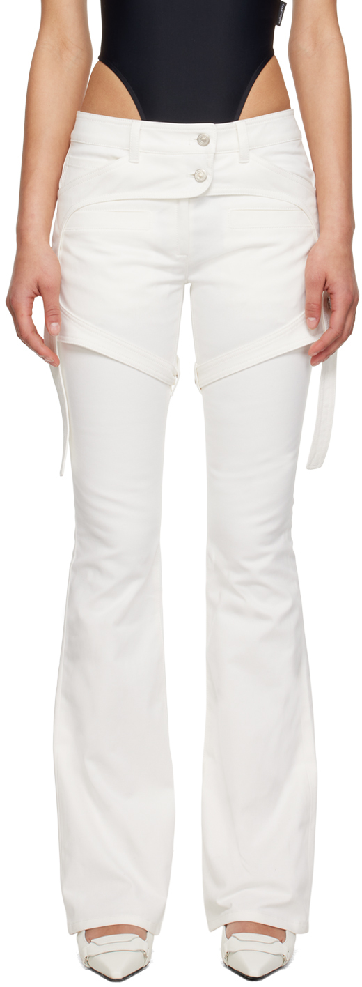 Shop Courrèges Off-white Racer Trousers In Heritage White