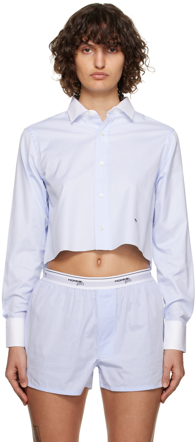 HommeGirls: Blue Cropped Shirt | SSENSE Canada