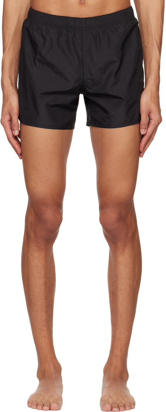 Courrèges Logo-patch Plain Swim Shorts In Black