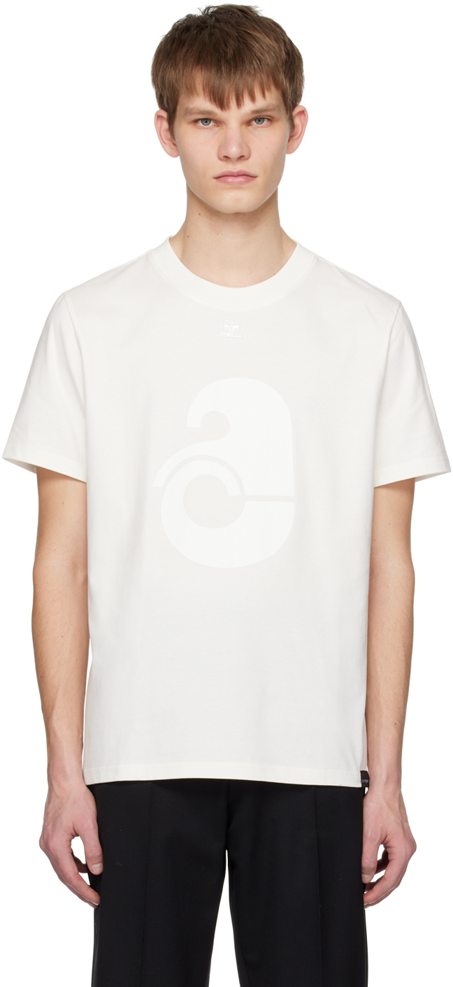 Courrèges Off-white Printed T-shirt In Weiss