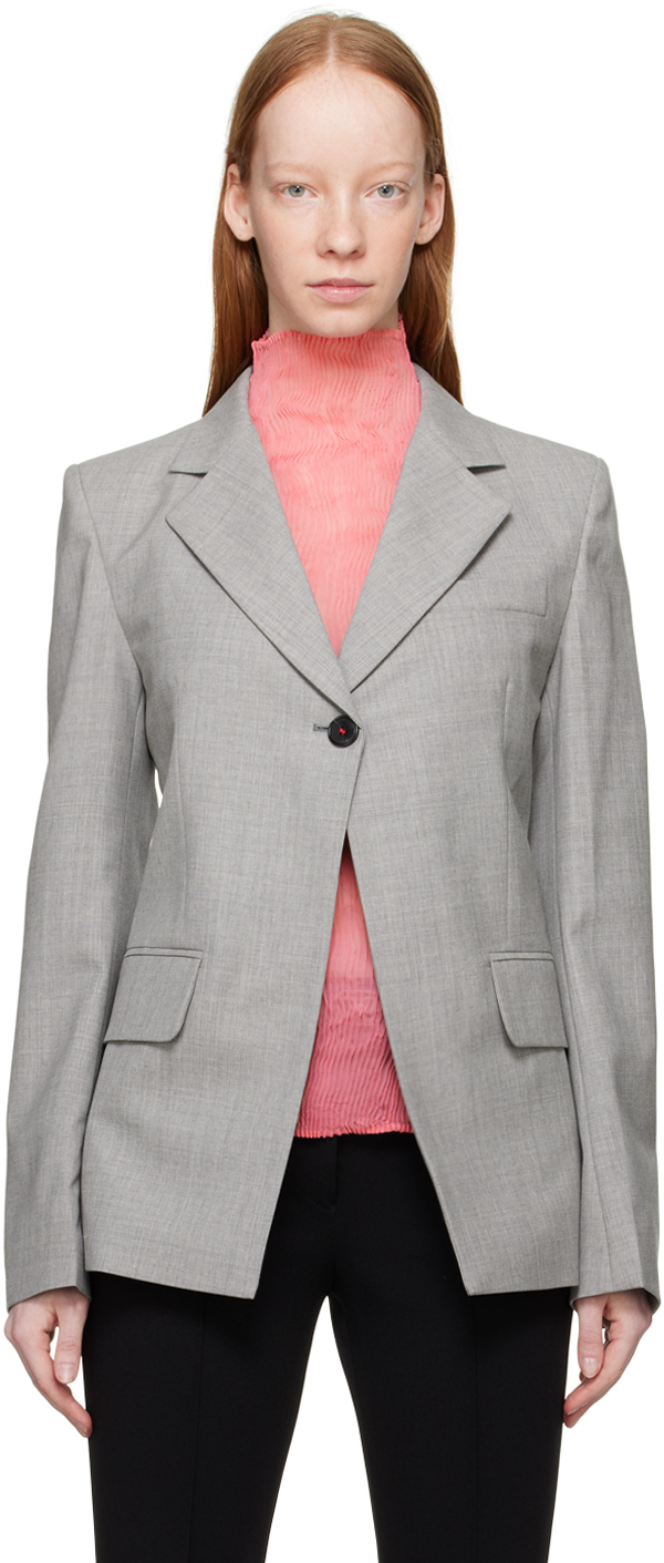 Victoria Beckham Single-breasted Notched-lapel Wool Blazer In 58 Grey Melange