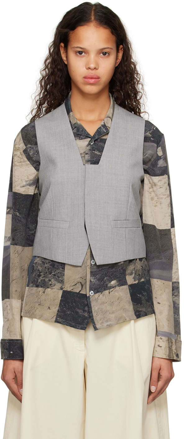 Victoria Beckham Gray Tailored Vest In 58 Grey Melange