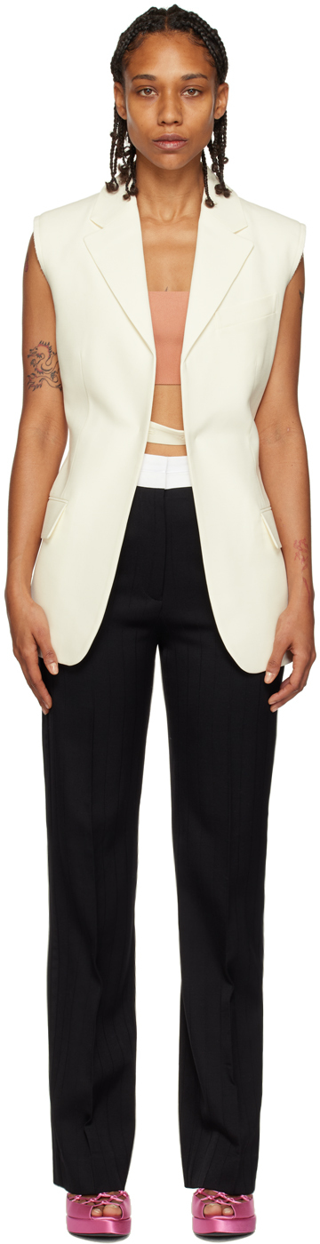 Shop Victoria Beckham Off-white Paneled Vest In 559 Off White