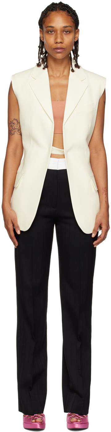 VICTORIA BECKHAM OFF-WHITE PANELED VEST