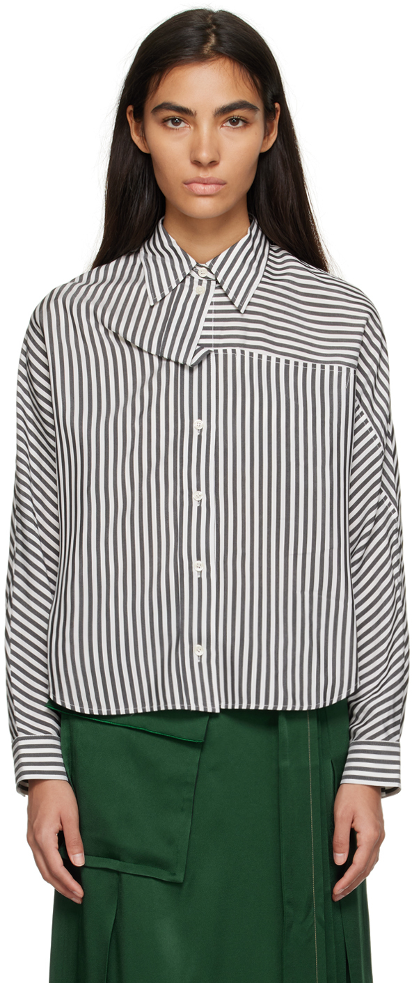 Victoria Beckham Striped Poplin Shirt In Off-white